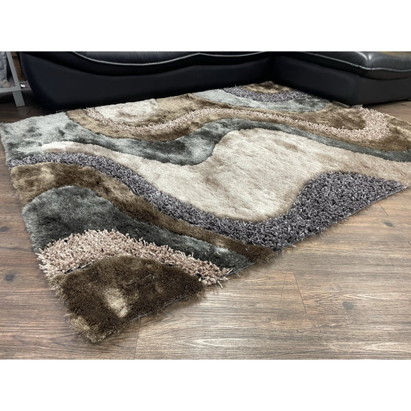 Orren Ellis Spencer Abstract Handmade Tufted Beige/Gray Area Rug Wayfair